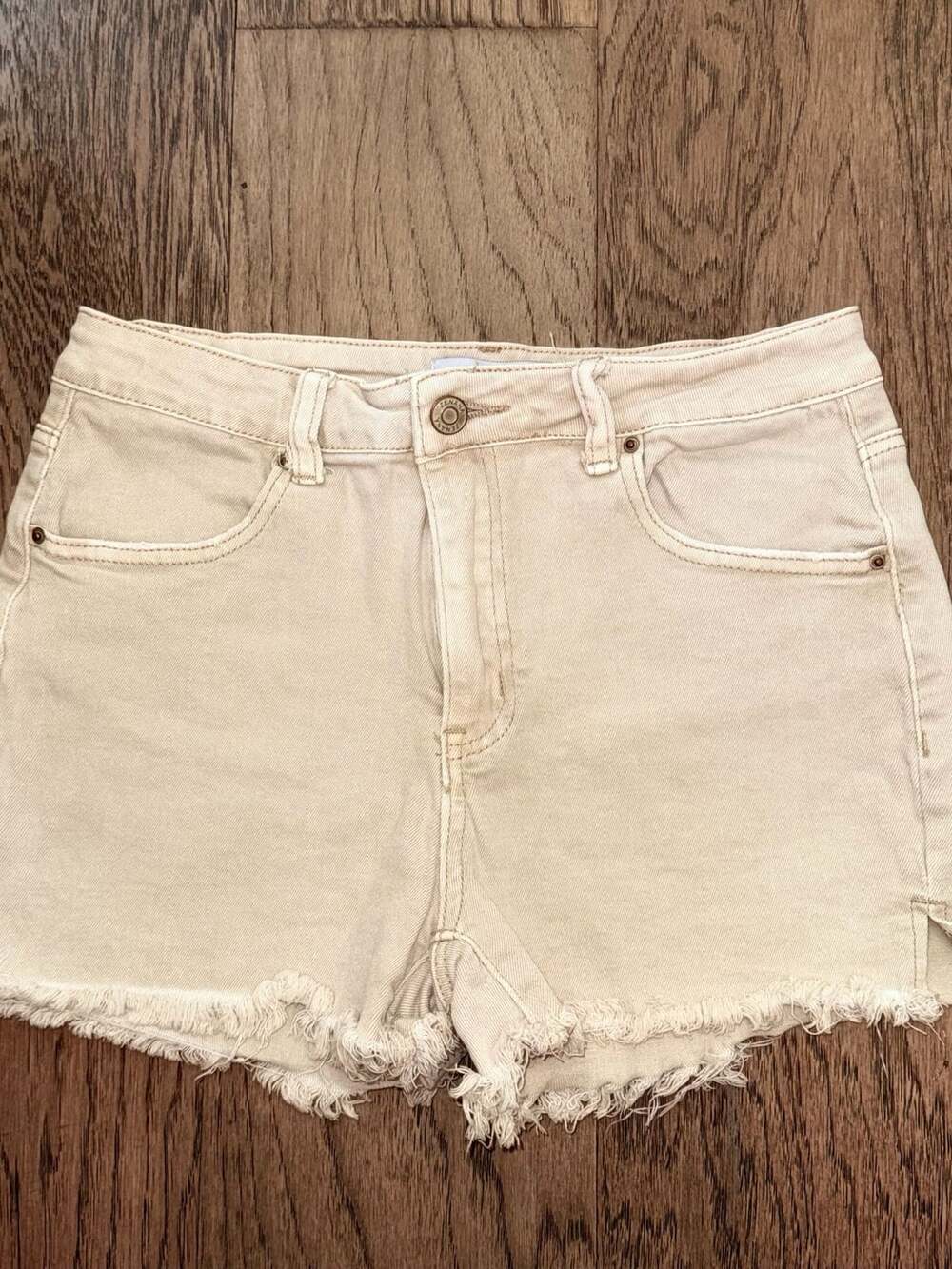 Zenana Denim Cutoff Shorts Cream Raw Hem